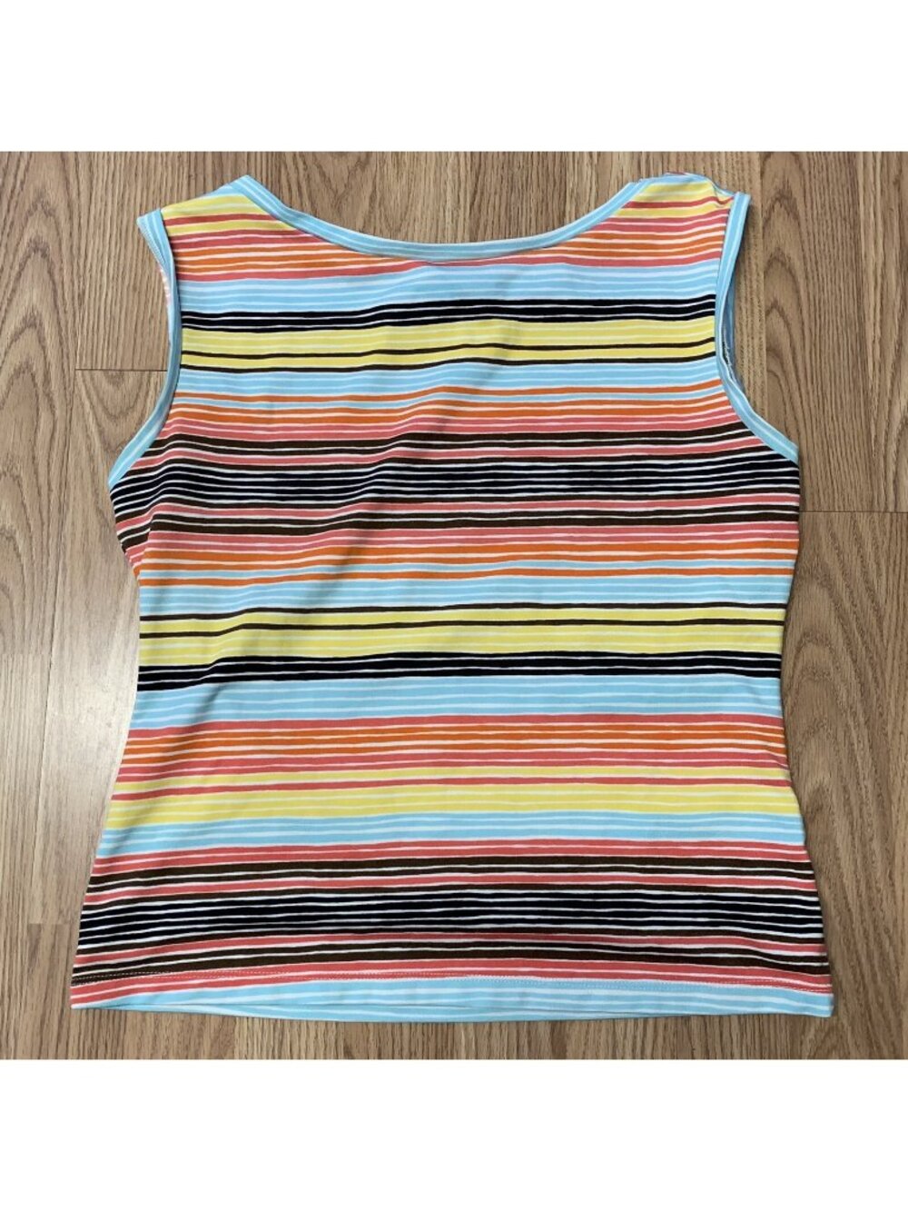 New York And Company Womens Sleeveless Top Sz M Multicolor Striped Tank Fitted